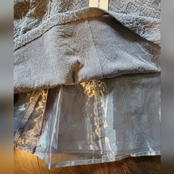 WeWoreWhat Grey Blue Textured Knit V-Neck Mini Dress, Size 6 - Picture 12 of 15